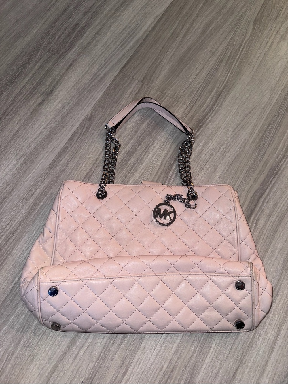 Michael Kors Quilted Chain-Strap Satchel in Pale Pink